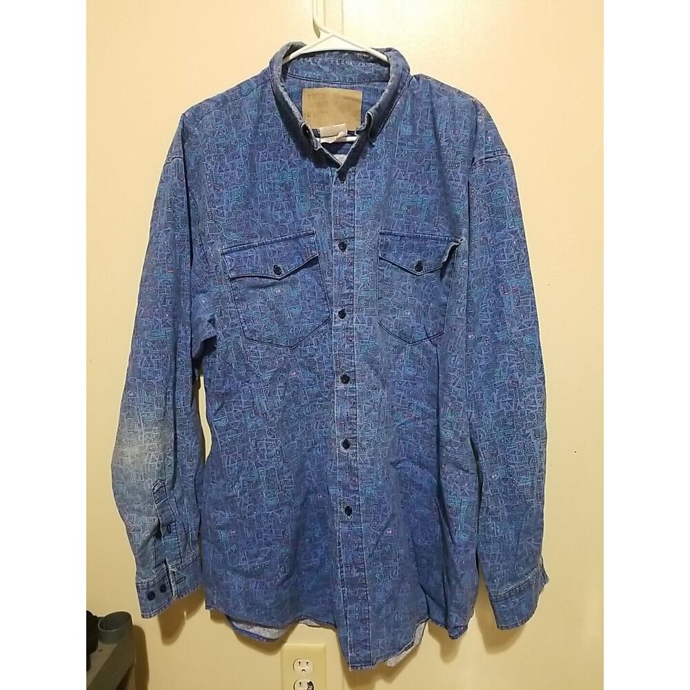 Vintage Wear Of The West Western Shirt Mens XL Colorful Aztec Faded Sleeve